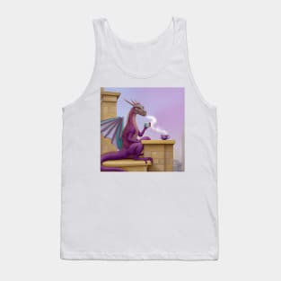 Purple Dragon Drinking Coffee Tank Top